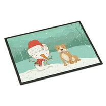 Carolines Treasures CK2076JMAT Brown Staffie Snowman Christmas Door Mat Indoor Rug or Outdoor Welcome Mat 24x36 Doormat
