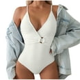 thumbnail image 2 of Bzhegqhd Womens Swimsuits One Piece Clearance,Fashion Women Summer Solid Color with Chest Cushion and No Steel Support Sexy Backless Strap Bikini Swimsuit, 2 of 9