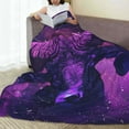 thumbnail image 6 of Honeii Purple Starry Sky Antelope Print Fleece Blanket - Throw Blanket for Bed, Sofa, Couch, Camping, and Travel , Microplush Ultra Soft Warm Blanket-80"x60", 6 of 7