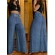 thumbnail image 3 of Pantalones de pierna ancha de cintura alta para mujer, ropa de calle informal de Metal, holgados, elegantes, rectos, Color sólido, oficina, Verano, 3 of 5