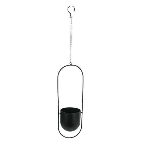 Audreys Black Metal Hanging Planter Indoor Outdoor Flower Pot Minimalist Decor