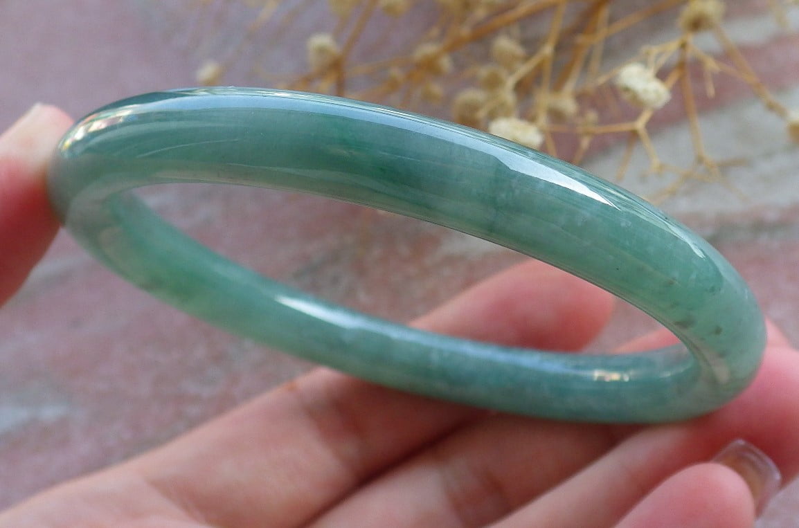 Icy Green Natural A JADE Jadeite Circle Bangle Bracelet 58 mm 683916 TN