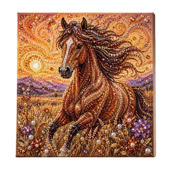 Framed Diamond Art Kit for Adults and Up - Crystal Rhinestone Painting on Stretched Canvas - DIY Home Wall Decor with Applicator Pen, Wax, and Sorting Tray