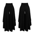 thumbnail image 6 of Karymi Wide Leg Pants Woman High Waist Ruffle Layered Flowy Wide Leg Pants, Solid Elastic Waist Asymmetrical Hem Palazzo Trousers, Elegant Party Vacation Women Clothing, 6 of 7