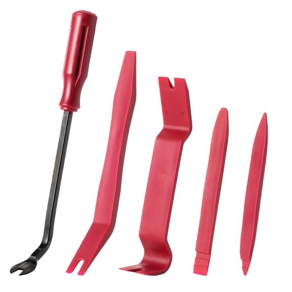5 pcs Auto Trim Removal Tool Kit, Interior Door Panel Clip Fastener Removal Set for Vehicle Dash Radio Audio Installer (Red)
