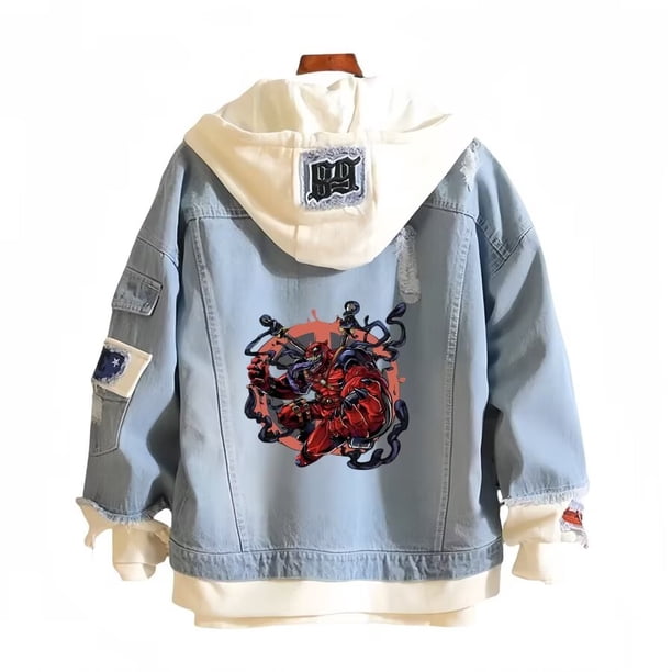 Chaqueta vaquera casual con estampado digital Venom Deadpool