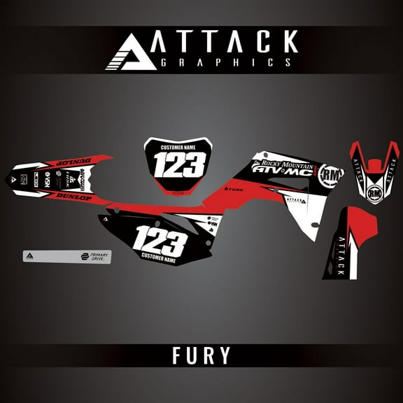 Attack Graphics Custom Fury Complete Bike Graphics Kit for Honda CRF450R 2020