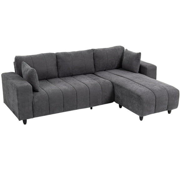 HOMCOM Sectional Sofa, 3 Seater L-Shaped Couch with Integrated Seat, Grey