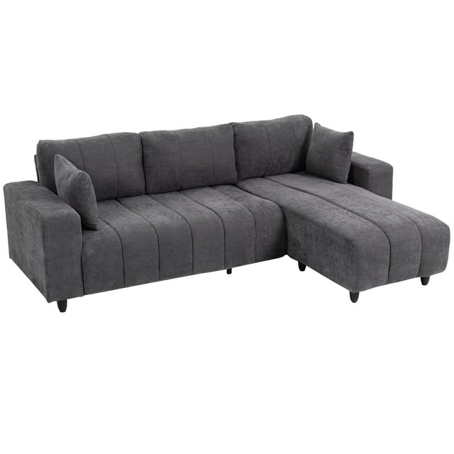 HOMCOM Sectional Sofa, 3 Seater L-Shaped Couch with Integrated Seat, Grey