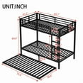 thumbnail image 5 of Bellemave Bunk Bed Twin XL Over Twin XL with Trundle, Heavy-Duty Twin XL Size Bunk Beds Frame with Full-Length Guardrail and Two Ladders, Metal Triple for Teens and Adults, Space-Saving, Black, 5 of 9