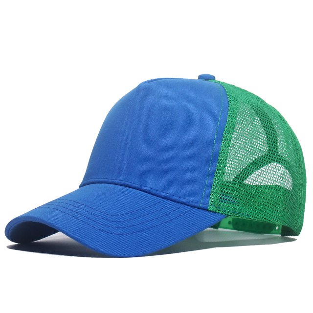 1 piece Custom Logo Mesh Baseball Cap Men Summer Sunscreen Sun Visor Hat Text Design Women Adjustable Blank Trucker Caps blue green Adult