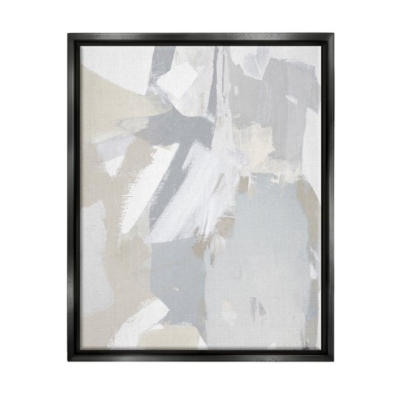 Stupell Industries Abstract Grey Collage Abstract Painting Black Floater Framed Canvas Art Print Wall Art, 17 x 21