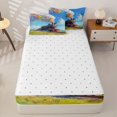 thumbnail image 4 of Castle Fairy Whimsical Train Zipper Full Size Comforter Sets with Fitted Sheet and 2 Pillowcases,Balloon Meadow Zipper Bedding Set for Bedroom,Blue Yellow,4pcs,Reversible, 4 of 6