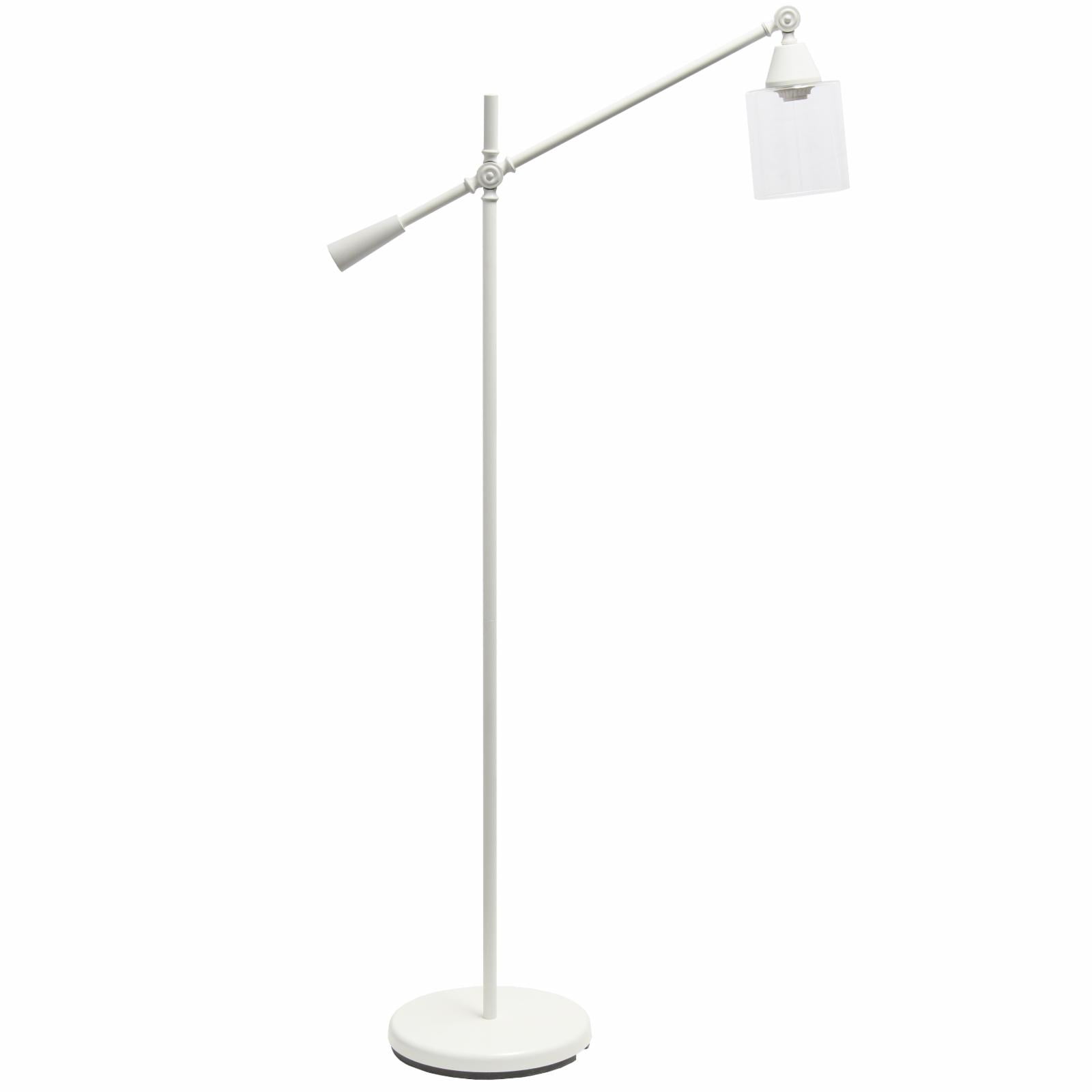 Lalia Home Swing Arm Floor Lamp with Clear Glass Cylindrical Shade, White