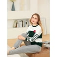 thumbnail image 2 of Suéter Allegra K Casual Cuello Redondo Bloque Color Rayas Verde Beige S, 2 of 6