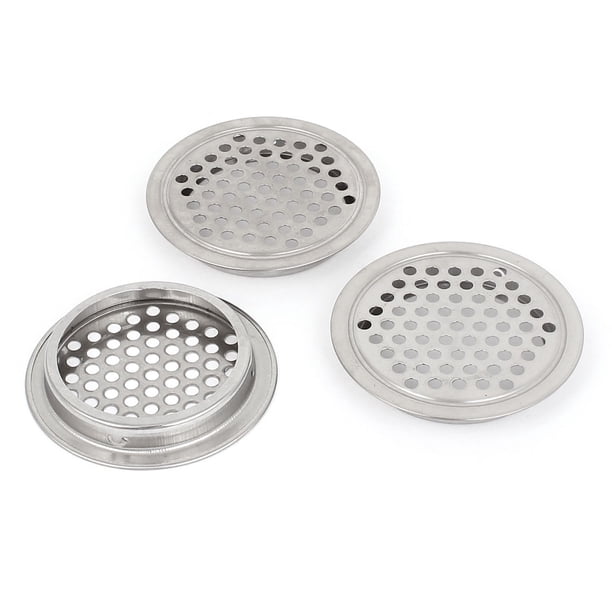 Rejilla de ventilación redonda de 53 mm de diámetro, tono plateado, 3 piezas
