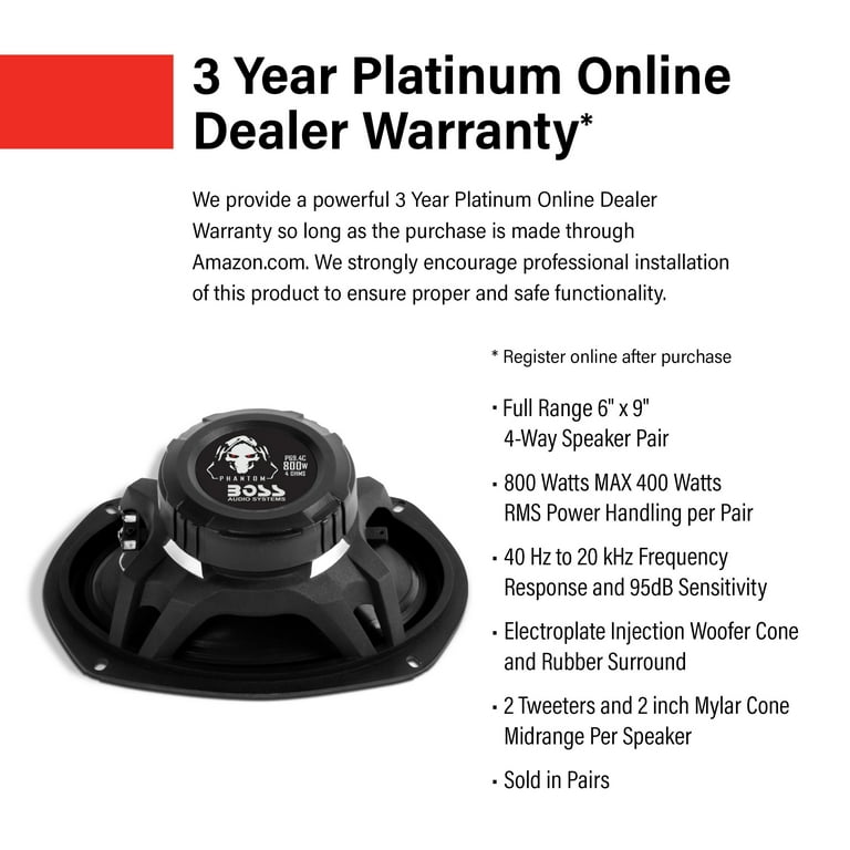 BOSS Audio Systems P69.4C 6” x 9” Car Speakers, 800 Watts, Full