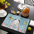 thumbnail image 3 of Easter Bunny Placemats Set of 4, Colorful Eggs Cute Rabbit Blue Country Wooden Placemats for Dining Table, Place Mats for Kitchen Tabletop, Waterproof Wipeable Dining Table Mats Set, 3 of 9
