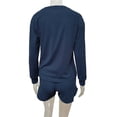 thumbnail image 3 of SHIBEVER Womens Loungewear Sweatsuit set Long Sleeve Top and Shorts Matching Lounge Waffle Knit Pajama Sets with Pockets navy blue L, 3 of 4