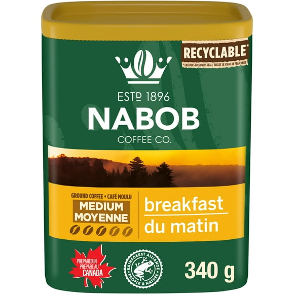 Nabob Medium Roast Breakfast Blend Ground Coffee, 340g Canister, 340g
