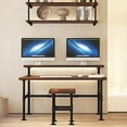 thumbnail image 4 of 28 Inche Industrial Pipe Table Legs Set, Iron-Cast Finish Piping for Wooden Computer Desk, Office, Home, Rustic Furniture for DIY Decor with 6-Inch Monitor Shelf Support, 4 of 8