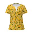 thumbnail image 3 of Naloa Yellow Limes Print T-Shirts Short Sleeve V Neck Tees for Women Fashion Tops Trendy Lightweight Soft Casual Summer Outfits Clothes, 3 of 5