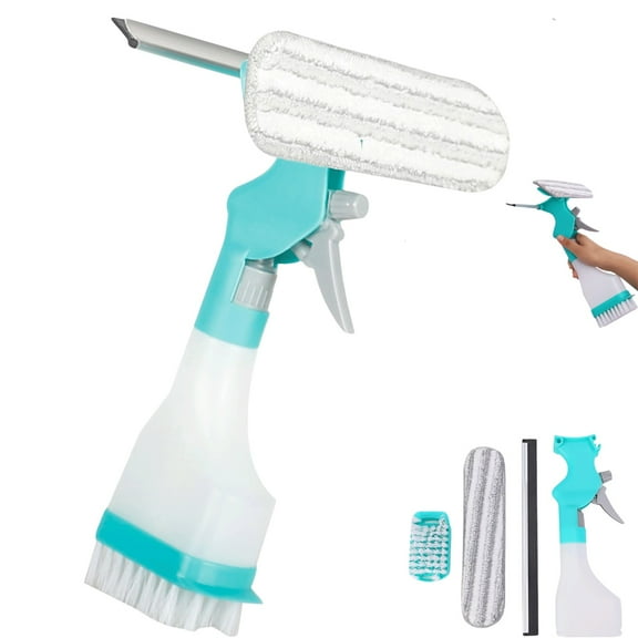 4-in-1 Window Cleaner Tool Double-Sided Magnetic Glass Cleaner with Spray Bottle, Extendable Handle & Squeegee for High-Rise Home, Balcony, Sliding Door or Car Windows