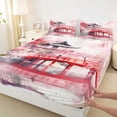 thumbnail image 3 of Homewish Japan Bridge Architecture Queen Sheet Sets,Cherry Blossom Sakura Flat Sheet,Pink Red Queen Fitted Sheet For Adults,Ultra Soft Home Decor,4-Piece, 3 of 7