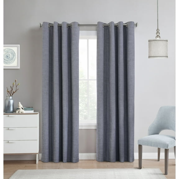Malcolm Total Blackout Grommet Curtain Panel 52" x 63" in Blue