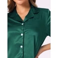 thumbnail image 4 of DARING DIVA Women's Satin Pajama Set Button Shirt and Shorts Loungwear Deep Green L, 4 of 6