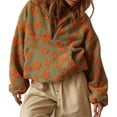thumbnail image 3 of Sudadera de Otoño para Mujer, de Felpa Suave con Estampado Floral, con Cremallera y Capucha Amarillo-Verde S, 3 of 9