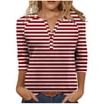 thumbnail image 2 of mfyjkho Tops Para Salir, Camiseta Holgada Con Cuello En V Y Mangas Tres Cuartos Y Raglán Para Mujer Tops Para Hacer Ejercicio Para Mujer M, 2 of 8