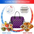 thumbnail image 4 of Purple and Black Checkered Pattern Insulated Leakproof Lunch Box for Women, Large Lunch Bag for Tween Teen Adult, Loncheras Para Mujer for Work Beach Travel Picnic Camping, 4 of 6
