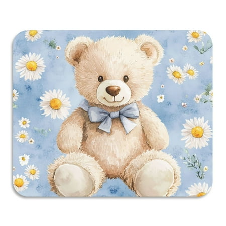 

Cartoon Cute Beige Bear White Daisies Diatomite Dish Drying Mat Drain Pad for Kitchen Sink Countertop 24 x 20
