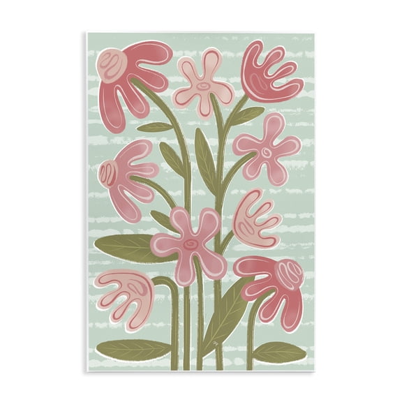 Stupell Industries Pink Whimsy Midcentury Flowers Wall Plaque Art, design by Martina Pavlova