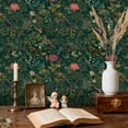thumbnail image 2 of Whimsical Peel and Stick Wallpaper Botanical Garden Birds Butterflies Tropical Plants Wall Mural 23.6in x 9.8ft Self Adhesive Removable Wall Paper Renter Friendly Wallpaper for Kids Bedroom Studio, 2 of 8
