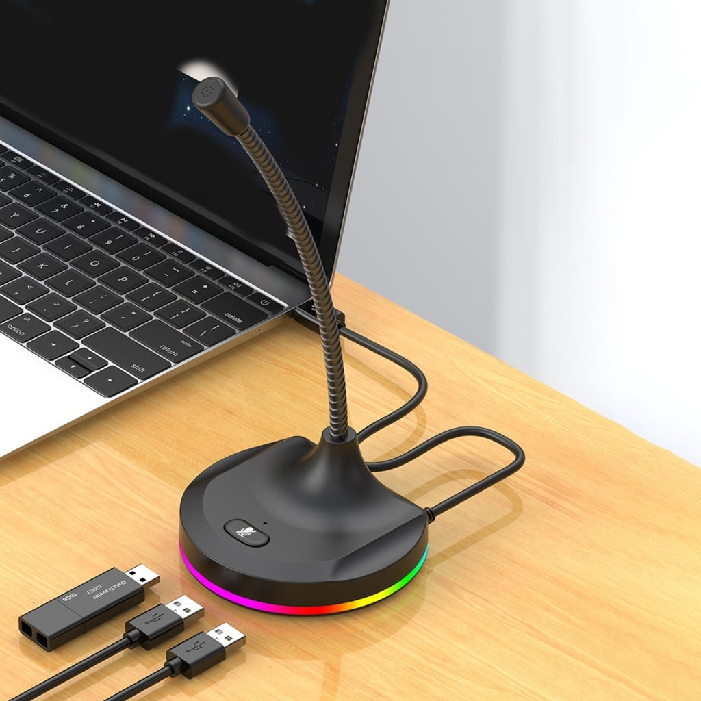 Drrntien Computer Tabletop Microphone Gaming USB Capacitor Recording Microphone for PC