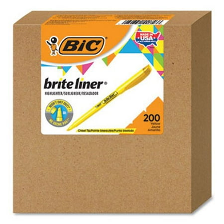 BIC® Brite Liner® Highlighters, Chisel Tip, Yellow, Box Of