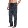 thumbnail image 5 of FREEAMG Men's Pajama Pants with Pockets Sleepwear Lounge Pants Stretch Casual Darkblue Geometry 7, 5 of 7