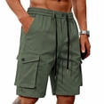 thumbnail image 5 of Stamzod Cargo Shorts for Men Elastic Waist Summer Casual Work Short with Multi Pocket Mens Clothes Army Green L, 5 of 8