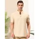 thumbnail image 2 of Lars Amadeus Camisa de lino informal para hombre, cuello levantado, manga corta, cierre de botón, camisetas henley Caqui S Unique Bargains Camisa, 2 of 6
