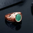 thumbnail image 4 of Gem Stone King 6.00 Ct Oval Green Malachite 18K Rose Gold Plated Silver Dad Father's Day Gift Men'sRing, 4 of 5