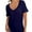 Navy blue, variant on Womens Deep V Neck T Shirts Casual Short Sleeve Loose Fit Basic Fashion Tee