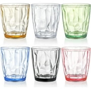 SHENSHA Set of 6 Unbreakable Premium Drinking Glasses, 6 Colors 10.5 Oz Stackable Tritan Tumbler Cups, BPA Free