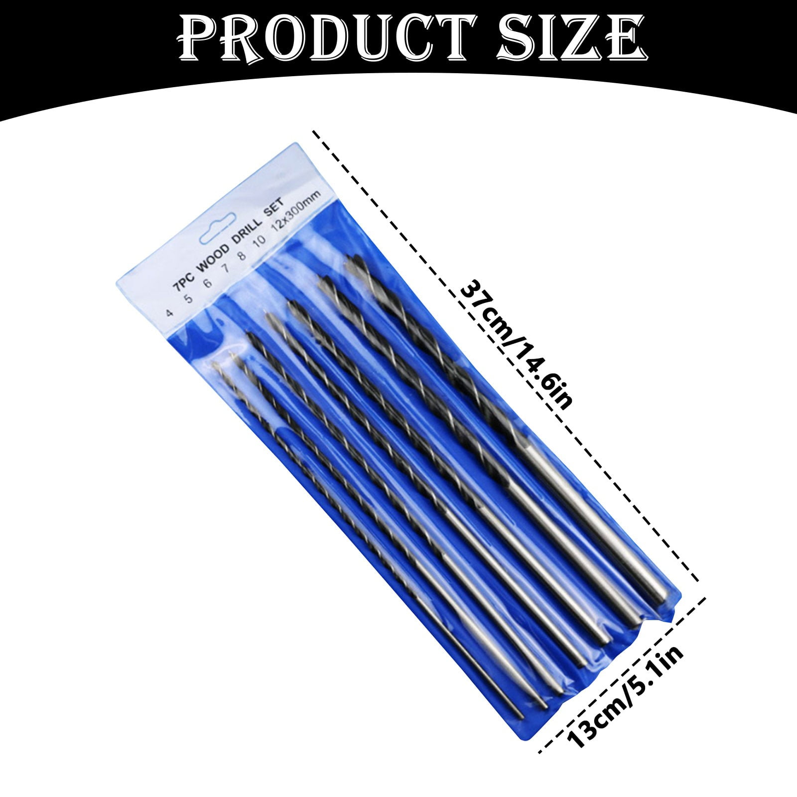 7-Piece Wood Drill Bits Set, 14.6-Inch Brad Point Drill Bits for Wood (4-12mm), High-Speed Steel Deep Hole Drilling Bits for Precise Woodworking, Wood Auger