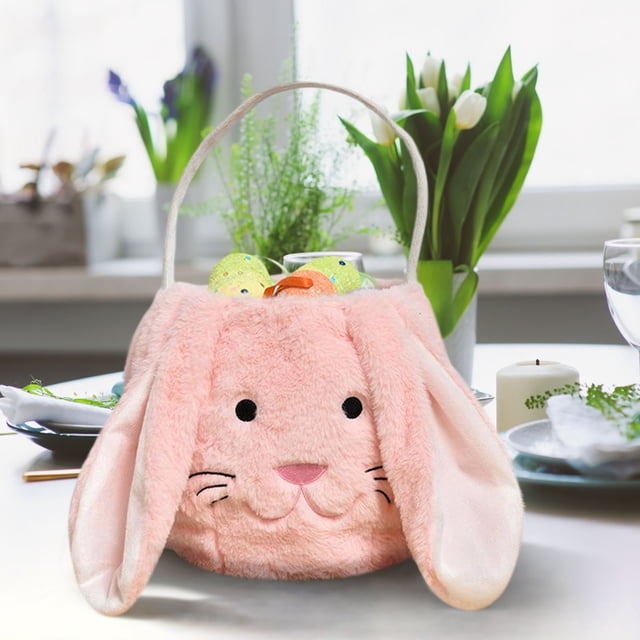 Happy Easter Bunny Long Ears Bags Easter Basket Buckets Easter Tote Bags Children Gift Storage Handbag