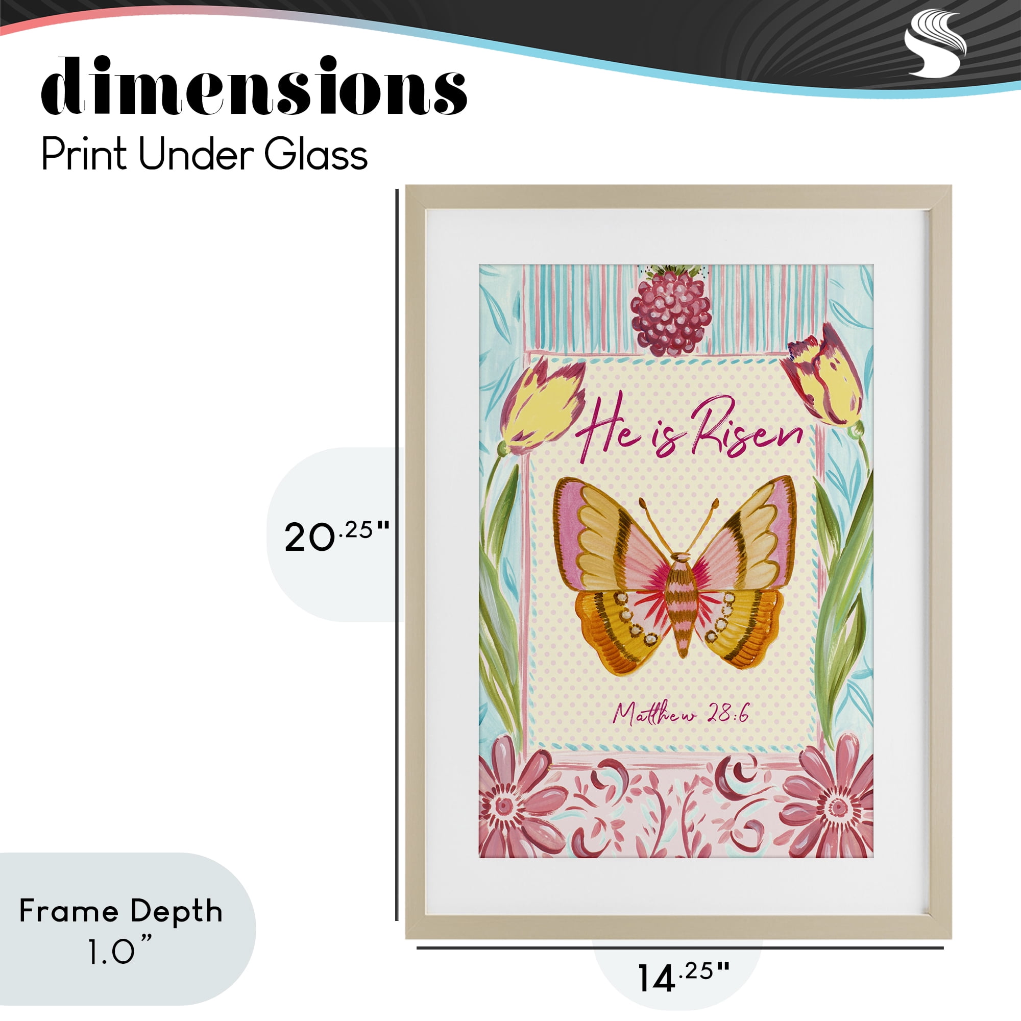 Stupell Industries He Is Risen with Butterfly Birch Framed Print Under Glass, design by Ani Del Sol