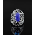 thumbnail image 3 of Filigree Art Lapis Lazuli Gemstone Lace Detailed Women Silver Statement Ring, 3 of 6