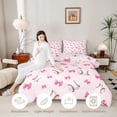 thumbnail image 4 of Meiyoeat Cute Baseball Queen Comforter Set 3 Pieces, Pink Bow Print Comforter Sets Queen for Bedroom,Pink Reversible, 4 of 6