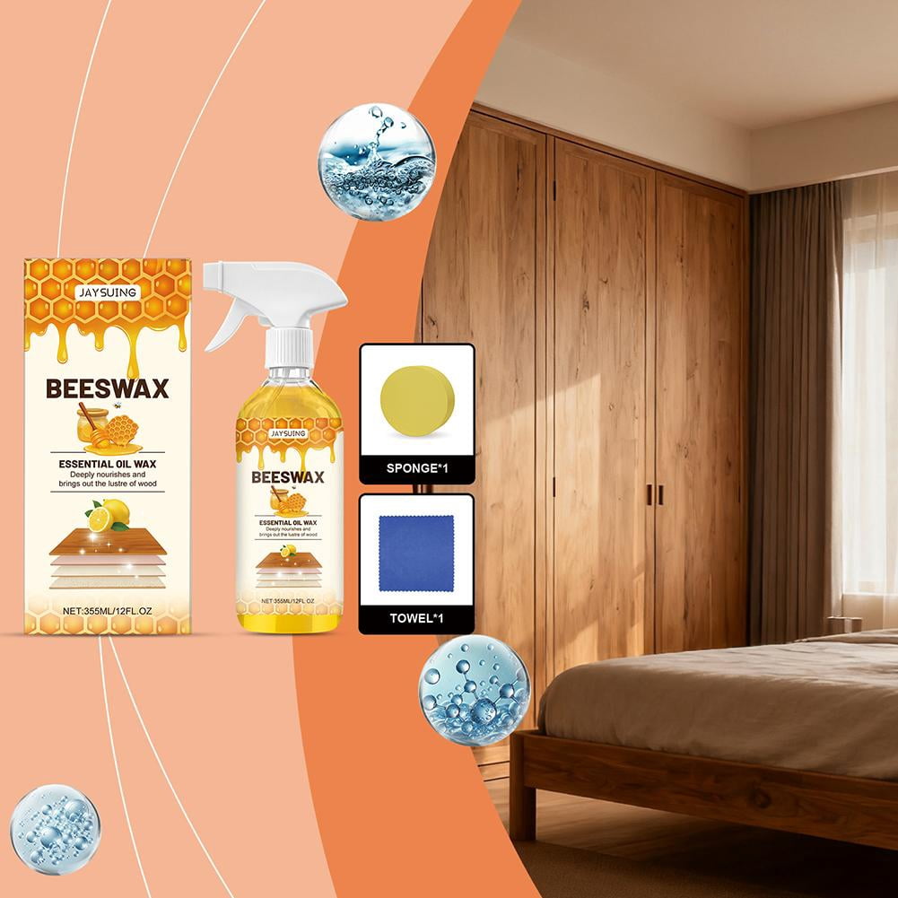 Scratch Erase Beeswax Floor Spray, 2026 New 350ml-Beeswax Wood Polish Spray, Cleans, Restores Shine, Scratches for Floors, Cabinets and Tables, Natural Wood Seasoning Essential Oil